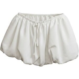 New Fashion Nova Womens White Bubble Mini Skirt Elastic Drawstring Waist‎ 1X